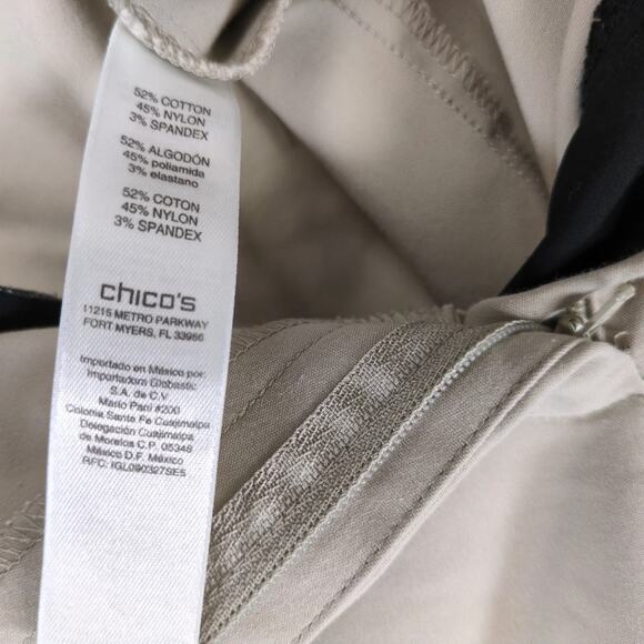 Chico's Flat Front Khaki Chino Ankle Pants Size 1.5= Women's M 10 Stretch 32x26 - Picture 8 of 10